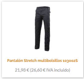 Pantalón de trabajo Velilla 103002s