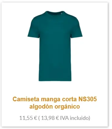 Camiseta manga corta algodón orgánico NS305