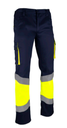 [0101409400307] Pantalón alta visibilidad TRASGO elástico (tejido reciclado) (XS, Amarillo Fluo-Azul marino)