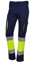 Pantalón alta visibilidad LIMA elástico (38, Amarillo Fluo-Azul marino)